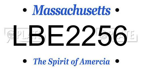 LBE2256 Massachusetts License Plate