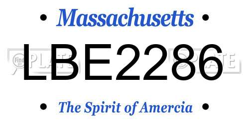 LBE2286 Massachusetts License Plate