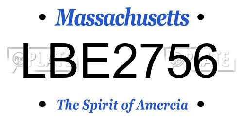 LBE2756 Massachusetts License Plate