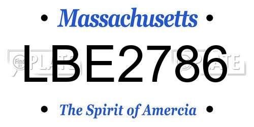 LBE2786 Massachusetts License Plate