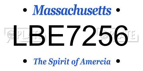 LBE7256 Massachusetts License Plate