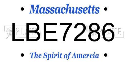 LBE7286 Massachusetts License Plate