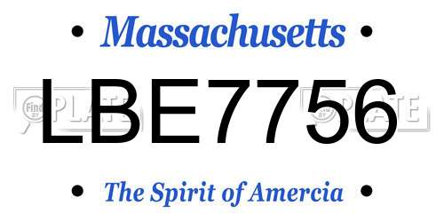 LBE7756 Massachusetts License Plate