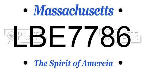 LBE7786 Massachusetts License Plate