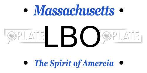 LBO Massachusetts License Plate