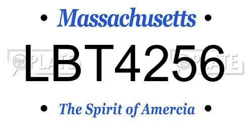 LBT4256 Massachusetts License Plate