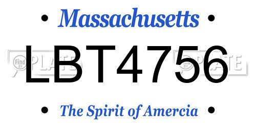 LBT4756 Massachusetts License Plate