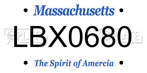 LBX0680 Massachusetts License Plate
