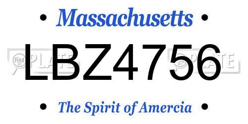 LBZ4756 Massachusetts License Plate