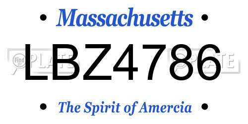 LBZ4786 Massachusetts License Plate