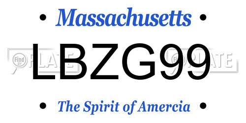 LBZG99 Massachusetts License Plate