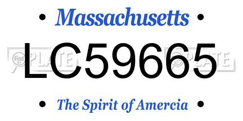 LC59665 Massachusetts License Plate