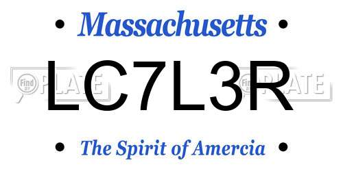 LC7L3R Massachusetts License Plate