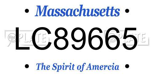 LC89665 Massachusetts License Plate