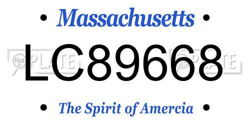 LC89668 Massachusetts License Plate