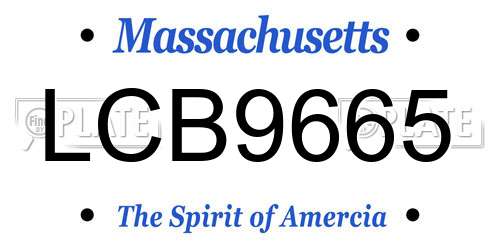 LCB9665 Massachusetts License Plate