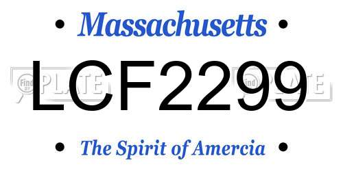LCF2299 Massachusetts License Plate