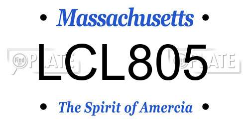 LCL805 Massachusetts License Plate