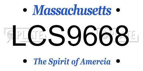 LCS9668 Massachusetts License Plate