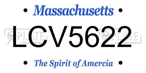 LCV5622 Massachusetts License Plate