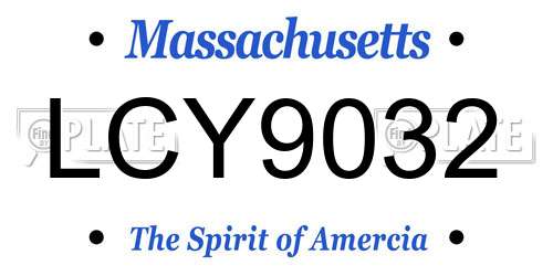 LCY9032 Massachusetts License Plate