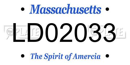 LD02033 Massachusetts License Plate