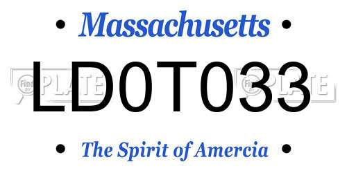 LD0T033 Massachusetts License Plate