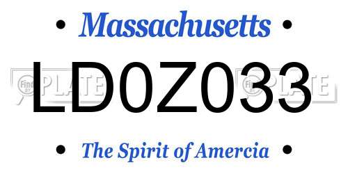 LD0Z033 Massachusetts License Plate