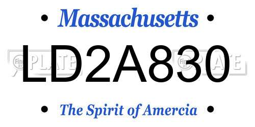 LD2A830 Massachusetts License Plate