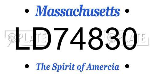 LD74830 Massachusetts License Plate