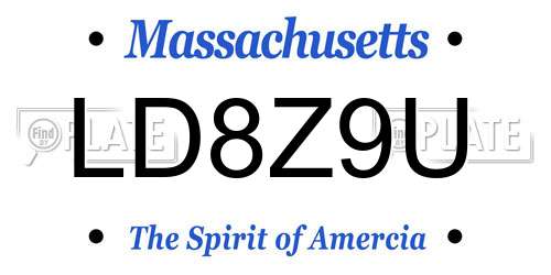 LD8Z9U Massachusetts License Plate
