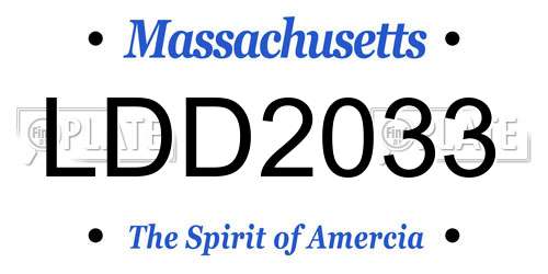 LDD2033 Massachusetts License Plate