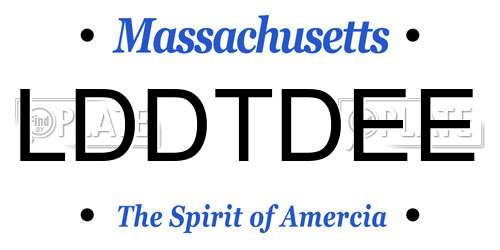 LDDTDEE Massachusetts License Plate