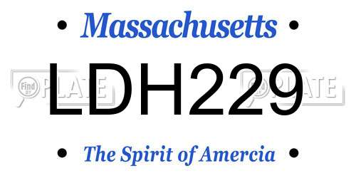 LDH229 Massachusetts License Plate