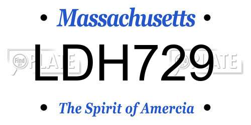 LDH729 Massachusetts License Plate