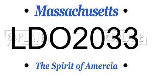 LDO2033 Massachusetts License Plate