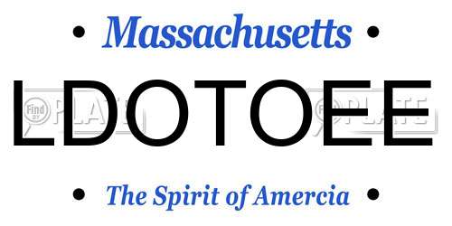 LDOTOEE Massachusetts License Plate