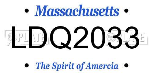 LDQ2033 Massachusetts License Plate