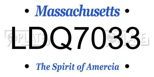 LDQ7033 Massachusetts License Plate