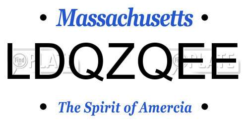 LDQZQEE Massachusetts License Plate