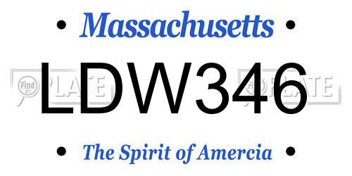 LDW346 Massachusetts License Plate