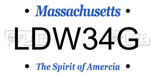 LDW34G Massachusetts License Plate