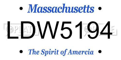 LDW5194 Massachusetts License Plate