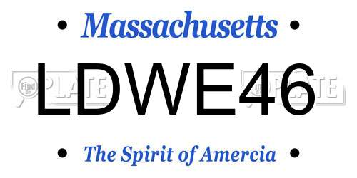 LDWE46 Massachusetts License Plate
