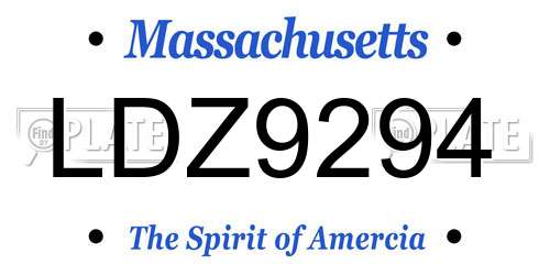 LDZ9294 Massachusetts License Plate