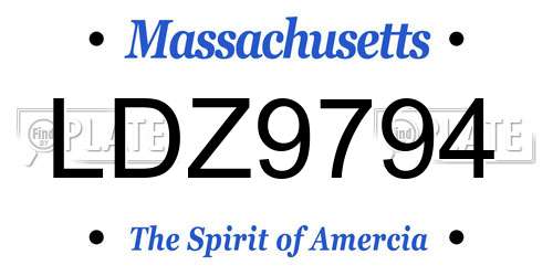 LDZ9794 Massachusetts License Plate