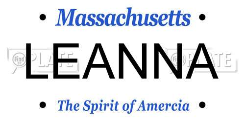 LEANNA Massachusetts License Plate