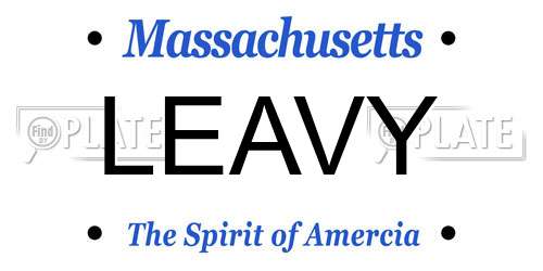 LEAVY Massachusetts License Plate