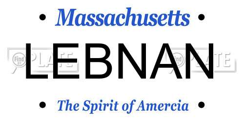 LEBNAN Massachusetts License Plate