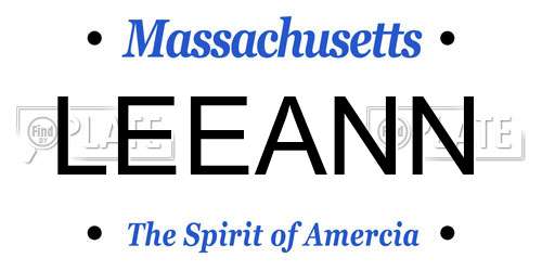 LEEANN Massachusetts License Plate
